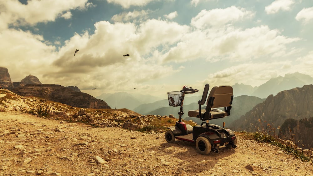 four-wheel-electric-wheelchair-on-mountain